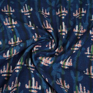 Indigo & White Abstract Print Cotton Fabric MFR-29869 - TradeUNO