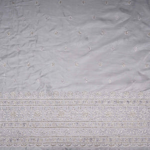White Cutdana embroidery Crepe Fabric VFS-31701 - TradeUNO