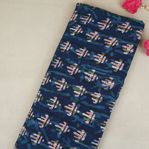 Indigo & White Abstract Print Cotton Fabric MFR-29869 - TradeUNO