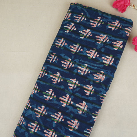 Indigo & White Abstract Print Cotton Fabric MFR-29869