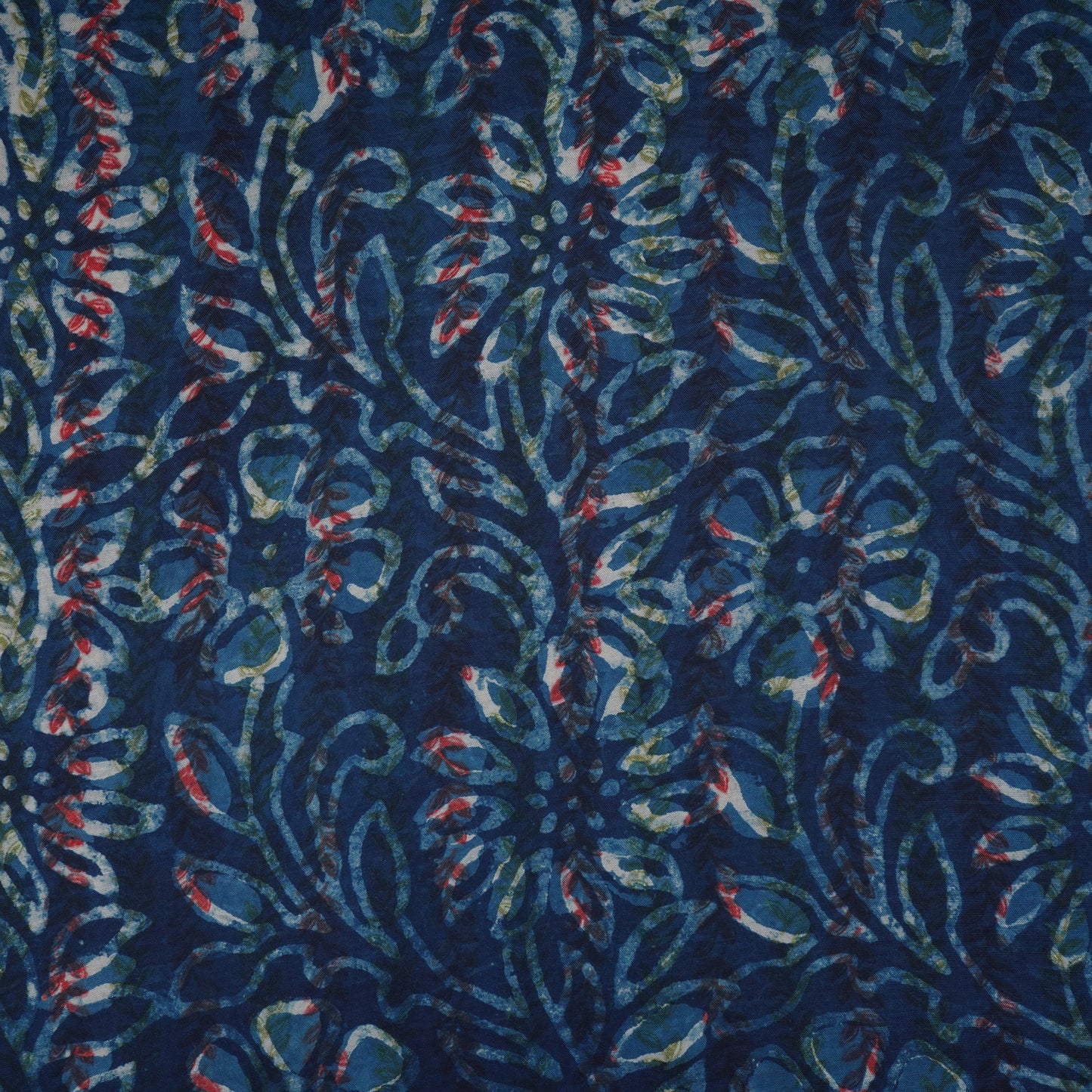Indigo & White Floral Print Cotton Fabric MFR-29868