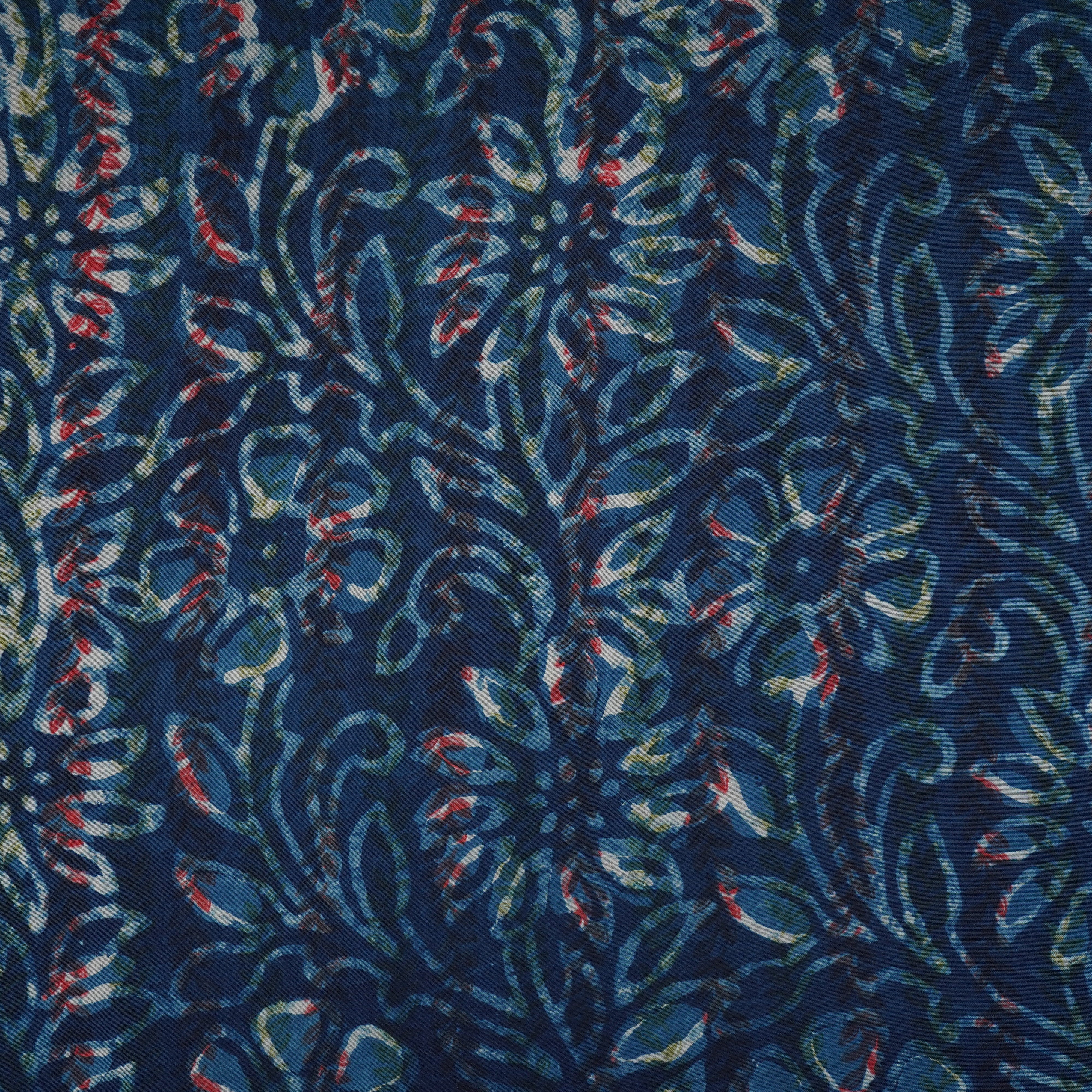Indigo & White Floral Print Cotton Fabric MFR-29868 - TradeUNO