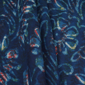 Indigo & White Floral Print Cotton Fabric MFR-29868 - TradeUNO
