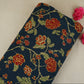 Navy Blue Floral Print Pintuck Cotton Fabric MFR-29828