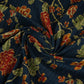 Navy Blue Floral Print Pintuck Cotton Fabric MFR-29828