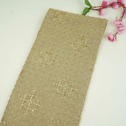 Golden Heavy thread Zari Sequins embroidery Kanjivaram Silk Fabric TF-31442