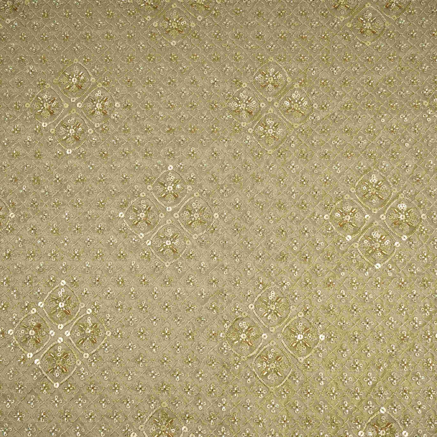 Golden Heavy thread Zari Sequins embroidery Kanjivaram Silk Fabric TF-31442