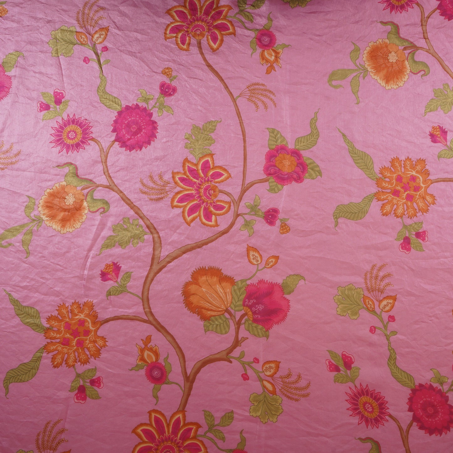 Magenta Pink Floral Print Organza Fabric VF-30077