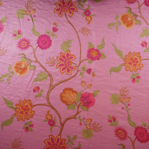 Magenta Pink Floral Print Organza Fabric VF-30077 - TradeUNO