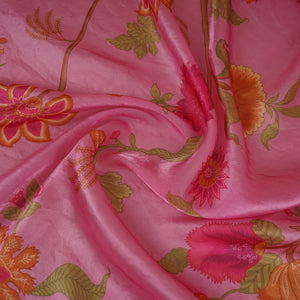 Magenta Pink Floral Print Organza Fabric VF-30077 - TradeUNO
