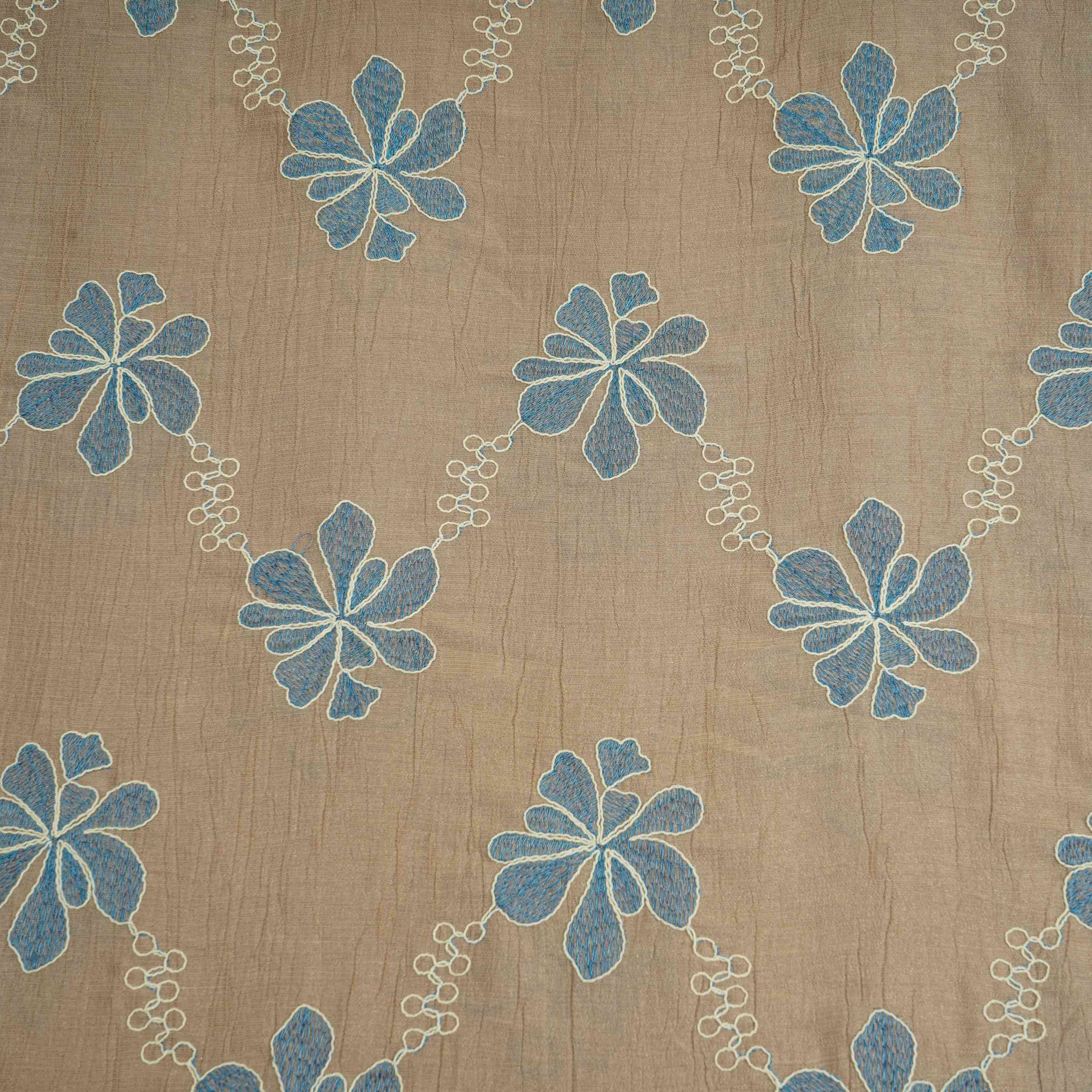 Grey floral embroidery Shimmer Viscose Fabric SFG-31501 - TradeUNO