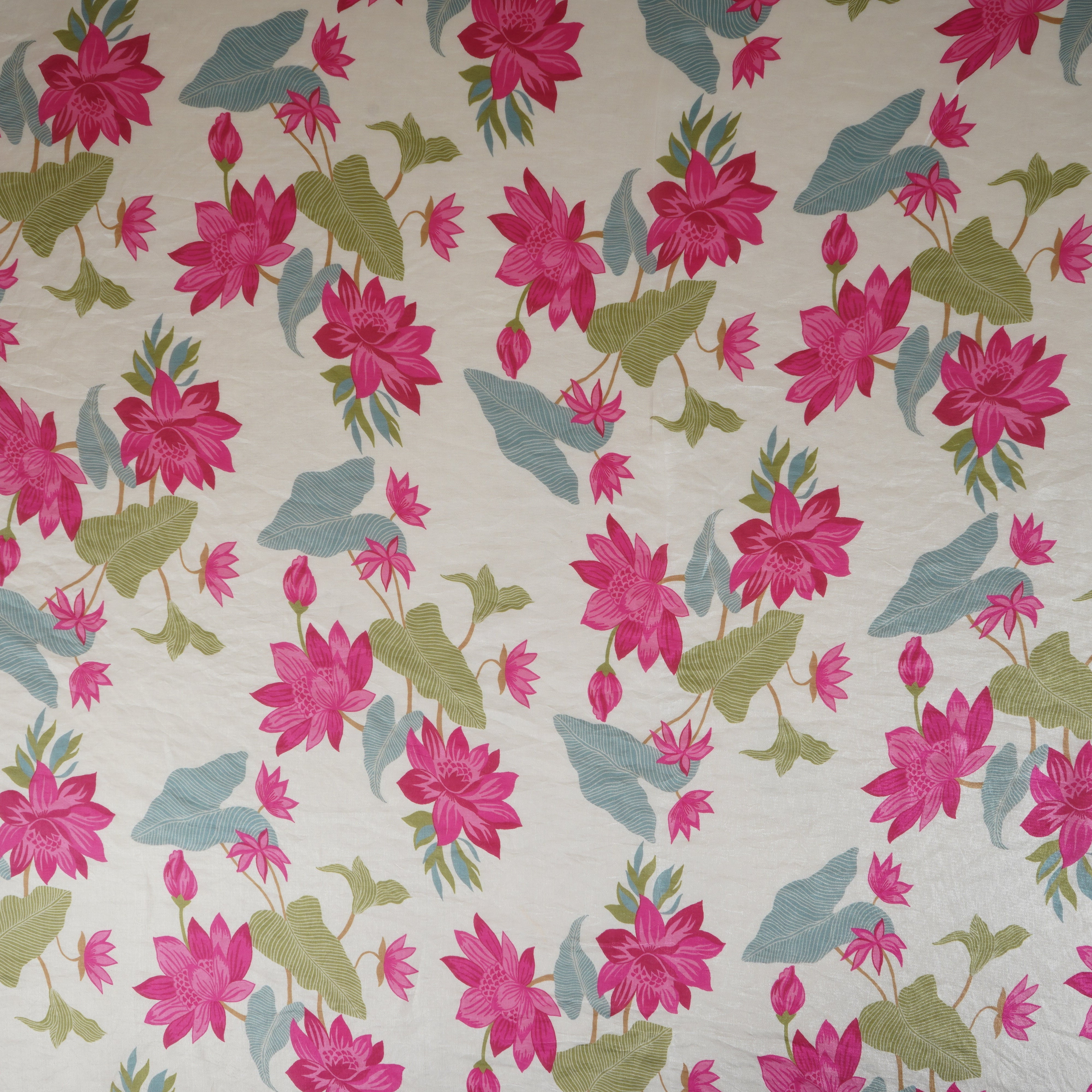 Cream Floral Print Organza Fabric VF-30078 - TradeUNO