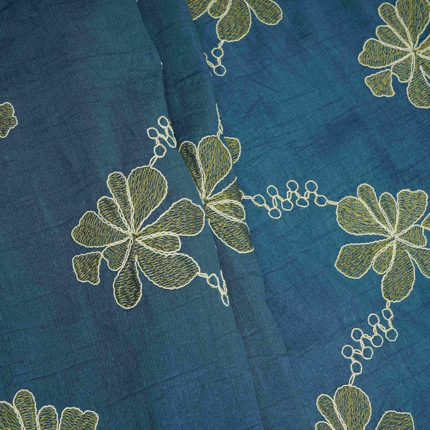 Blue floral embroidery Shimmer Viscose Fabric SFG-31500