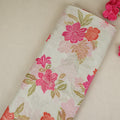 Light Green Stripes Floral Print Organza Fabric VF-30080