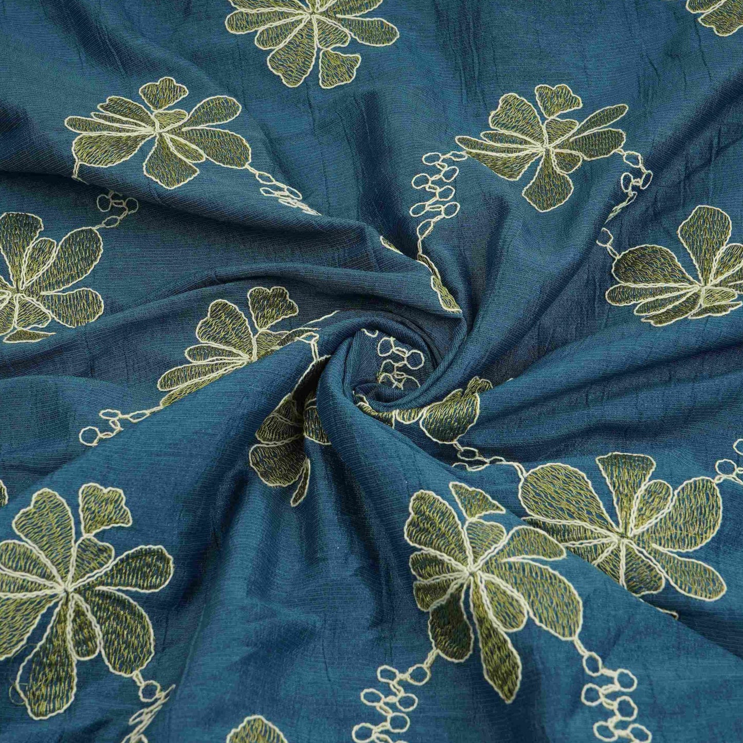 Blue floral embroidery Shimmer Viscose Fabric SFG-31500