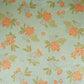 Mint Green Stripes Floral Print Organza Fabric VF-30082
