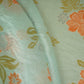 Mint Green Stripes Floral Print Organza Fabric VF-30082