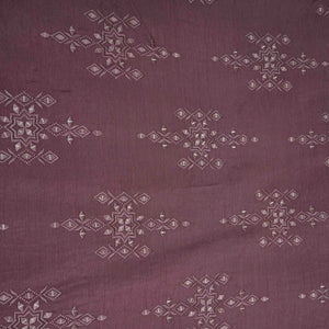 Mauve Geometrical embroidery Raw Silk Fabric VFS-31532 - TradeUNO