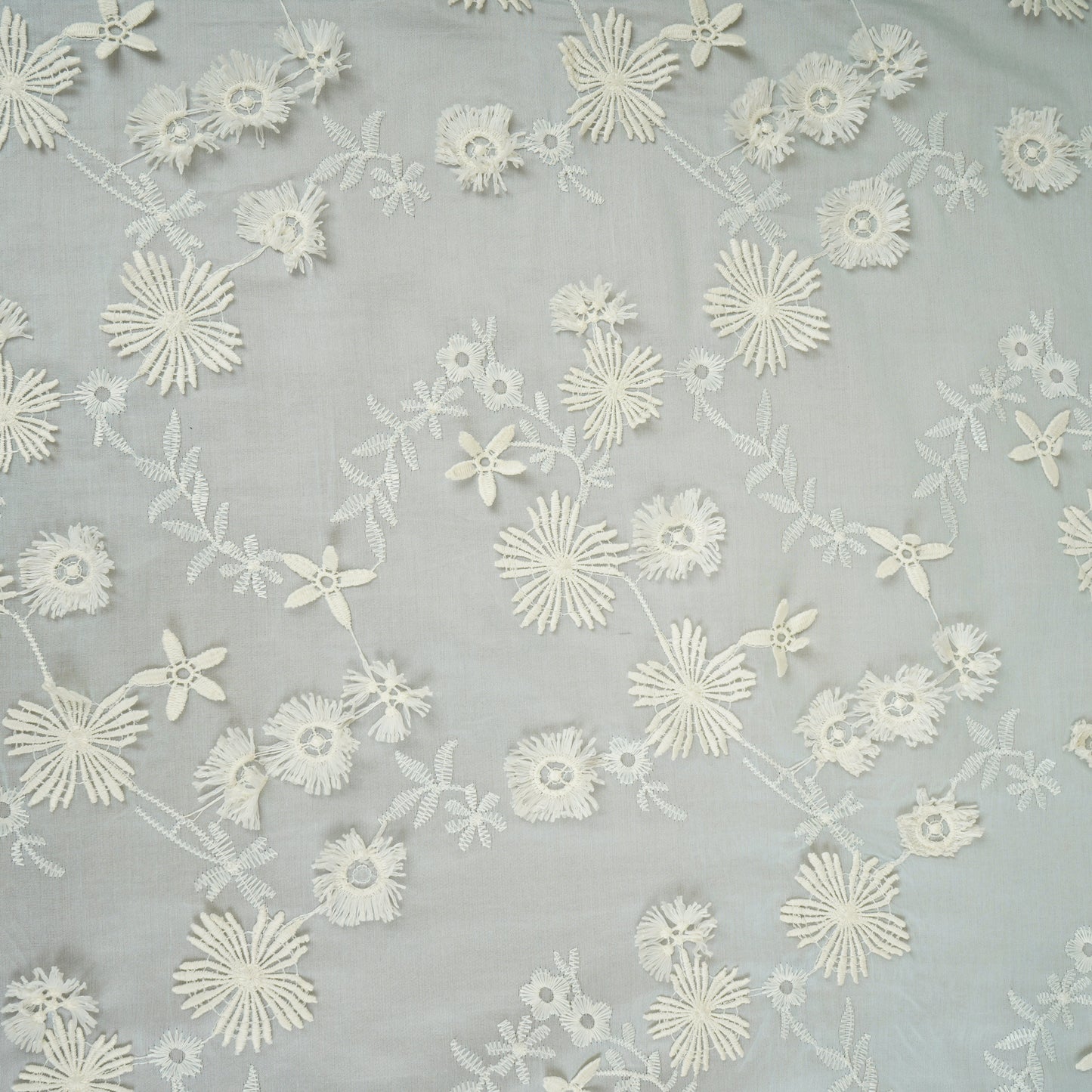 Lilac Floral 3D Embroidery Tencel Silk Fabric AF-30086