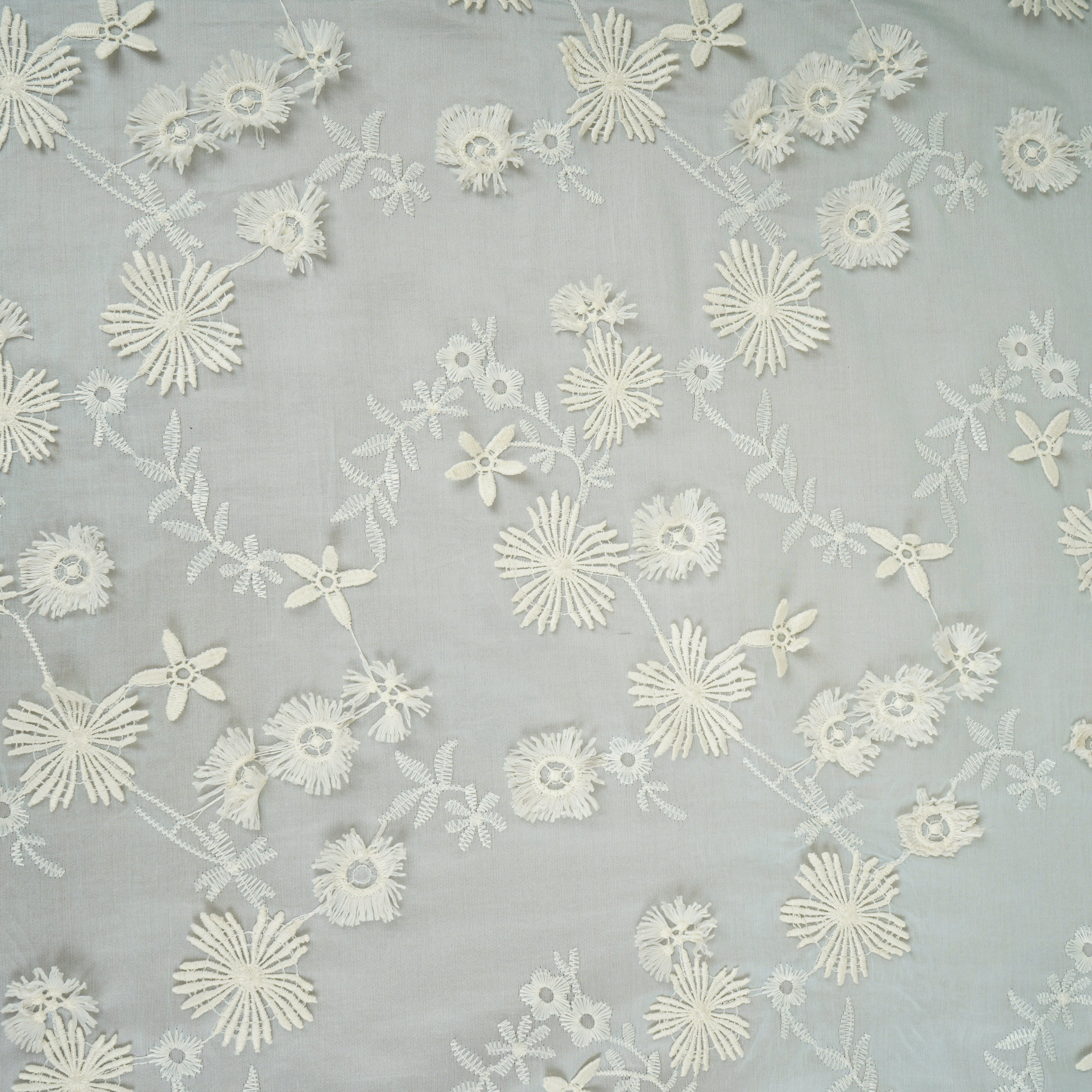 Lilac Floral 3D Embroidery Tencel Silk Fabric AF-30086 - TradeUNO