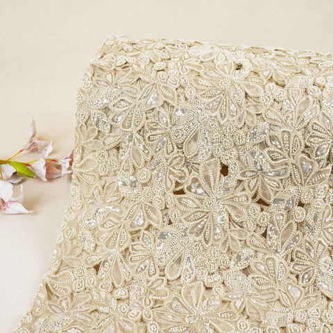 Peach Cutwork Embroidery Net Fabric HCS-29002