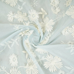 Lilac Floral 3D Embroidery Tencel Silk Fabric AF-30086 - TradeUNO
