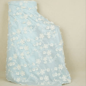 Lilac Floral 3D Embroidery Tencel Silk Fabric AF-30086 - TradeUNO
