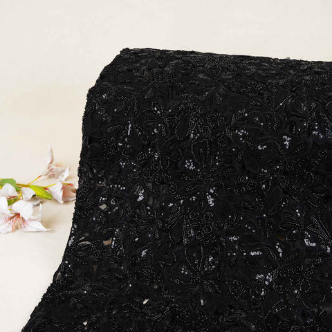 Black Cutwork Embroidery Net Fabric HCS-29001