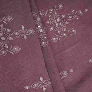 Mauve Geometrical embroidery Raw Silk Fabric VFS-31532 - TradeUNO