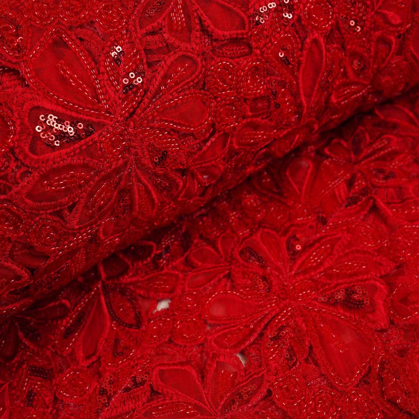 Red Cutwork Embroidery Net Fabric HCS-29000