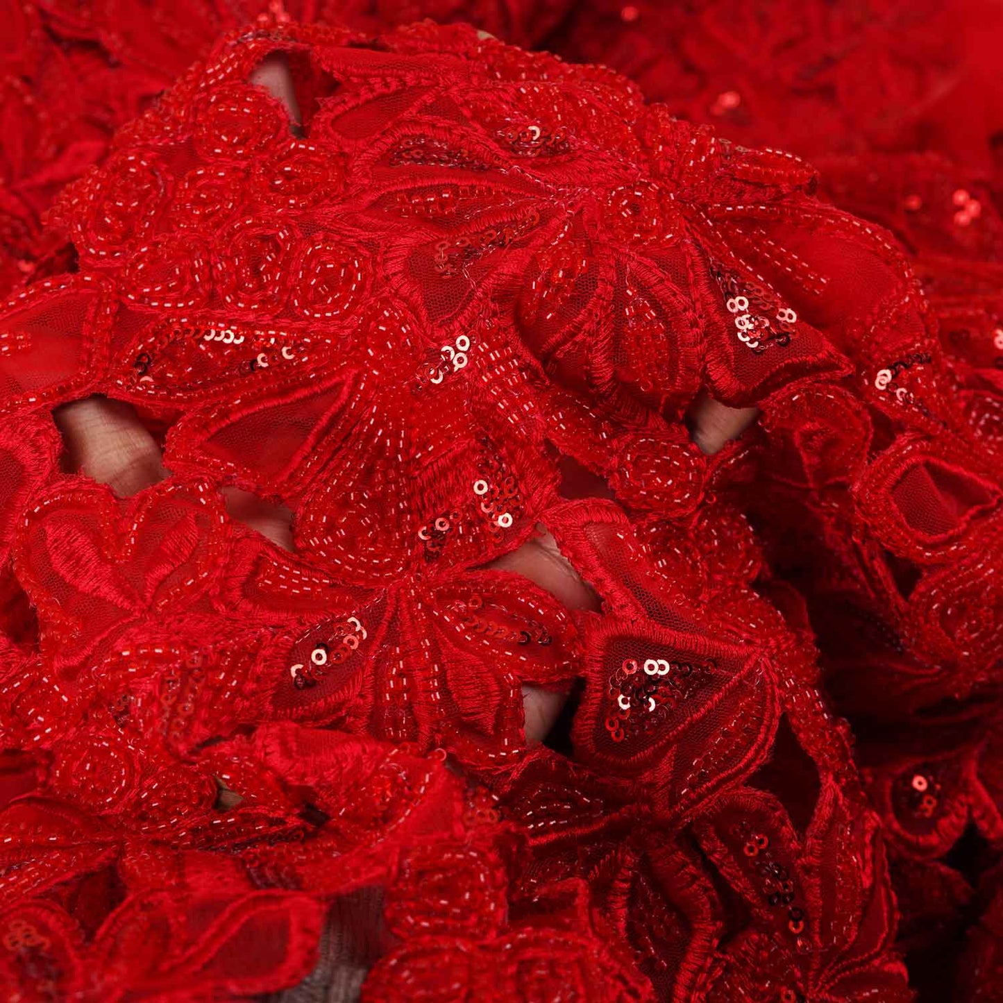Red Cutwork Embroidery Net Fabric HCS-29000