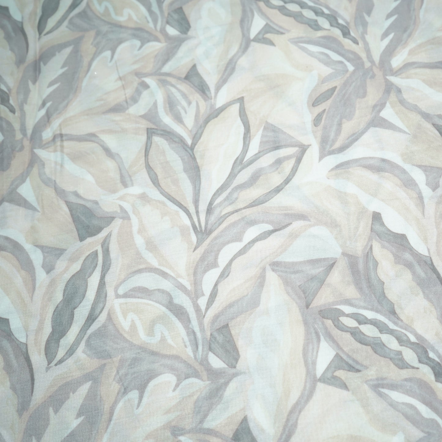 Beige Tropical Print Mulmul Fabric 21911