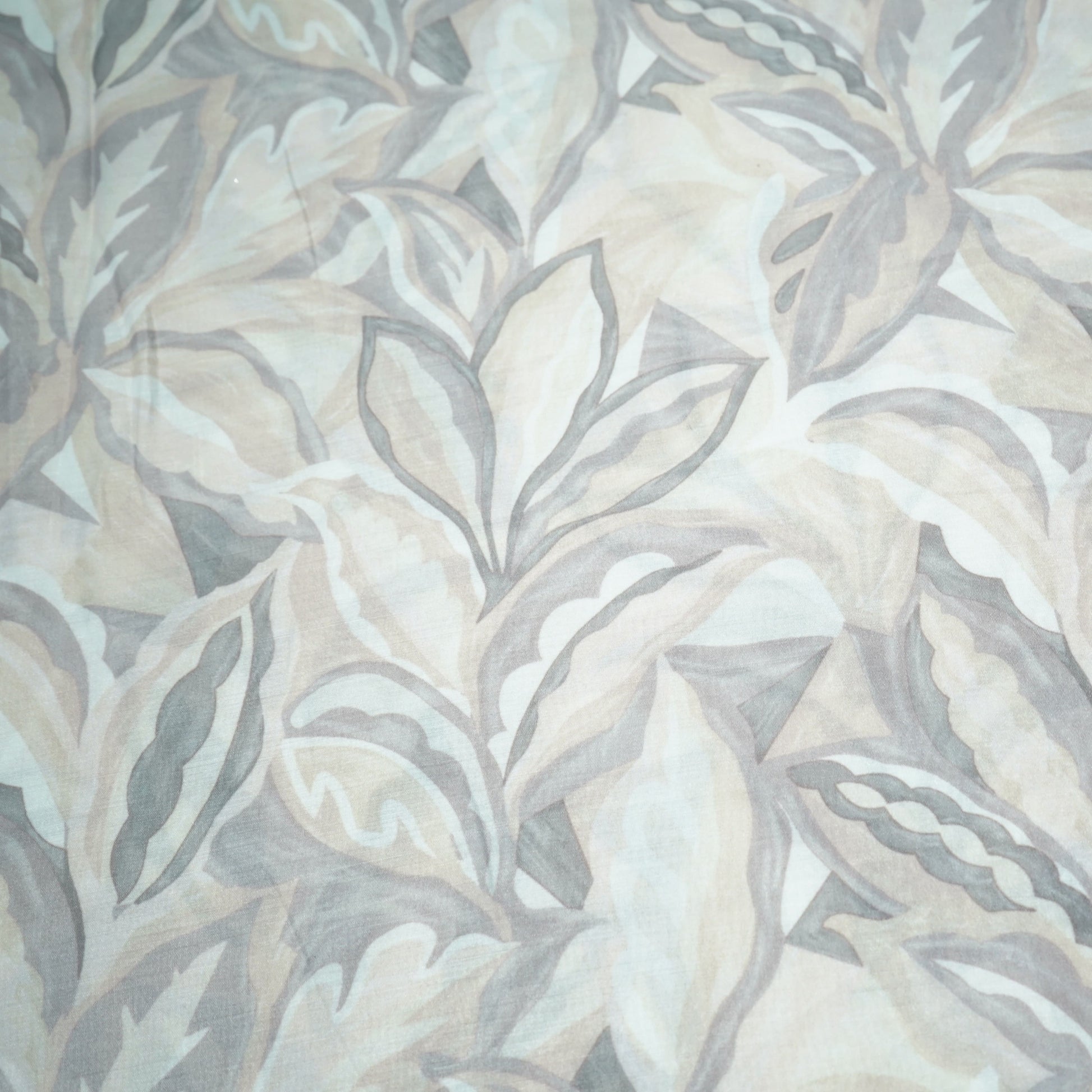 Beige Tropical Print Mulmul Fabric 21911
