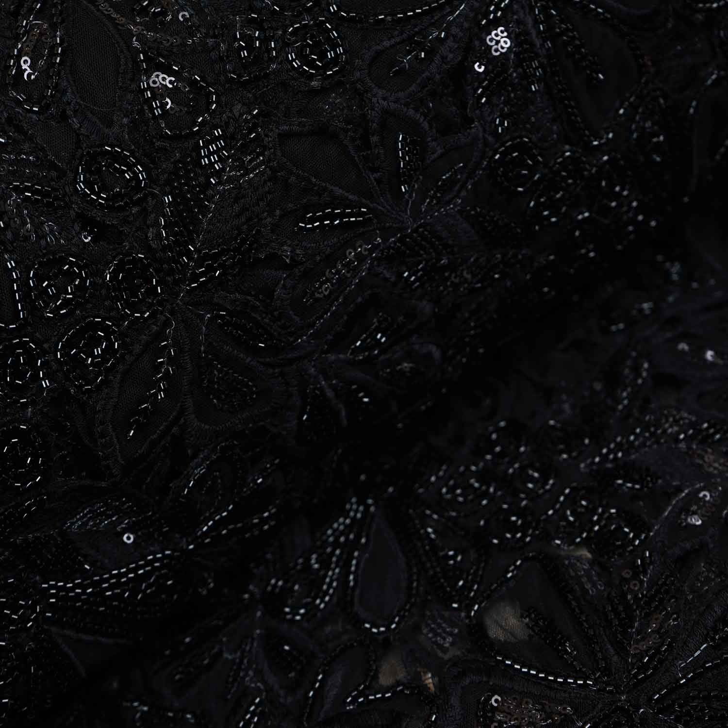 Black Cutwork Embroidery Net Fabric HCS-29001 - TradeUNO