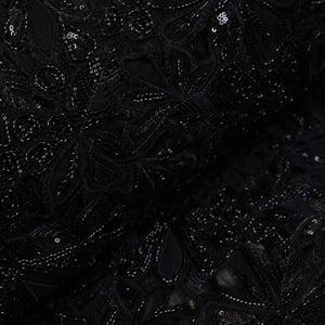 Black Cutwork Embroidery Net Fabric HCS-29001 - TradeUNO