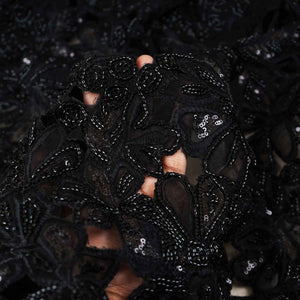 Black Cutwork Embroidery Net Fabric HCS-29001 - TradeUNO