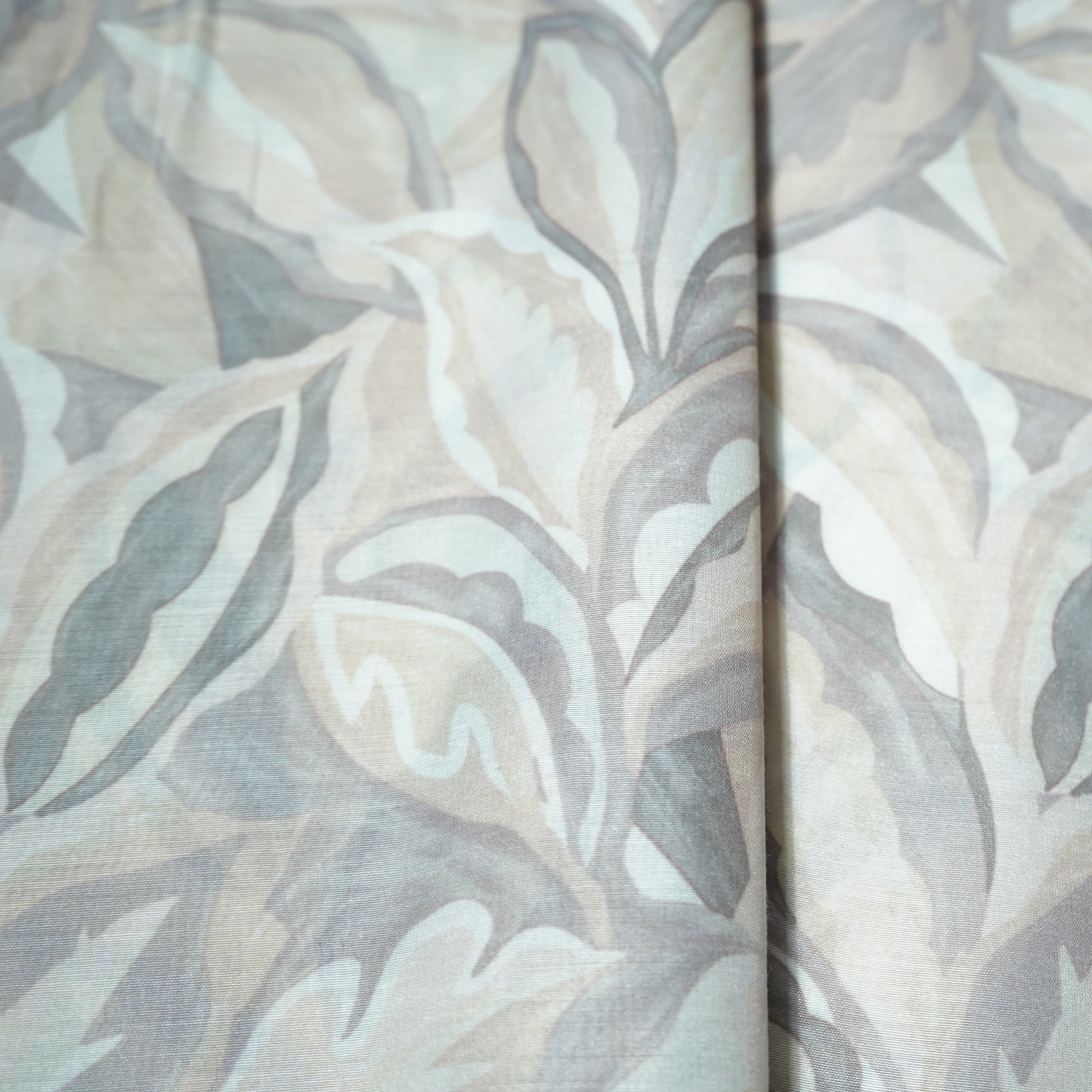 Beige Tropical Print Mulmul Fabric 21911