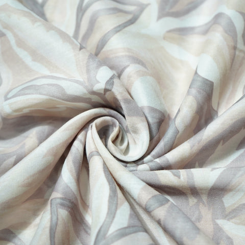 Beige Tropical Print Mulmul Fabric 21911