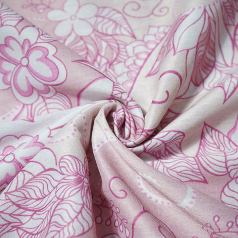 Pink Floral Print Mulmul Fabric 21910