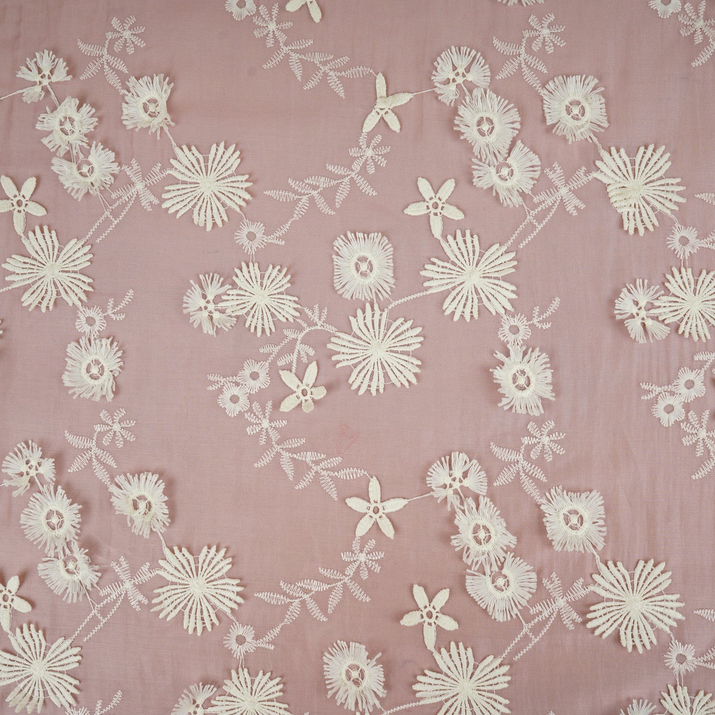 Pink Floral 3D Embroidery Tencel Silk Fabric AF-30083