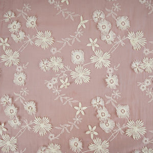 Pink Floral 3D Embroidery Tencel Silk Fabric AF-30083 - TradeUNO