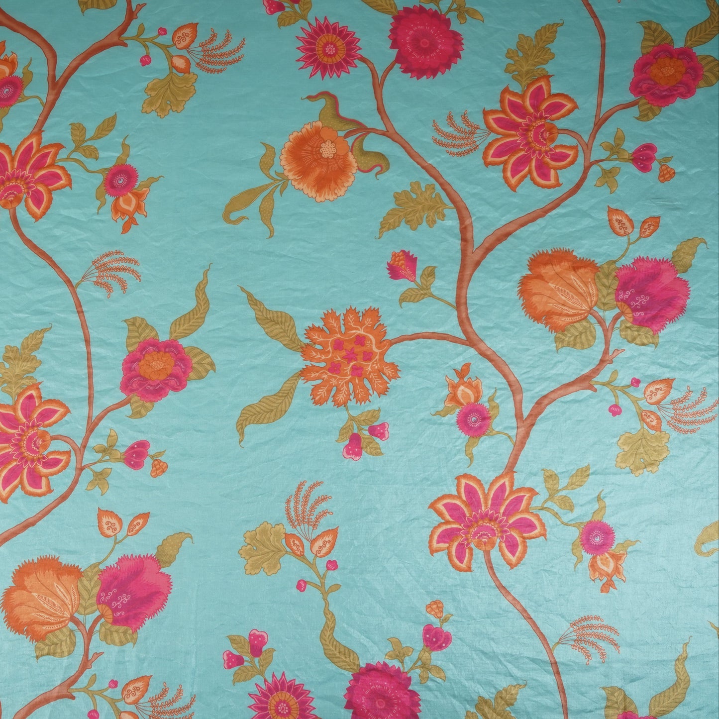 Sky Blue Floral Print Organza Fabric VF-30075