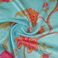 Sky Blue Floral Print Organza Fabric VF-30075