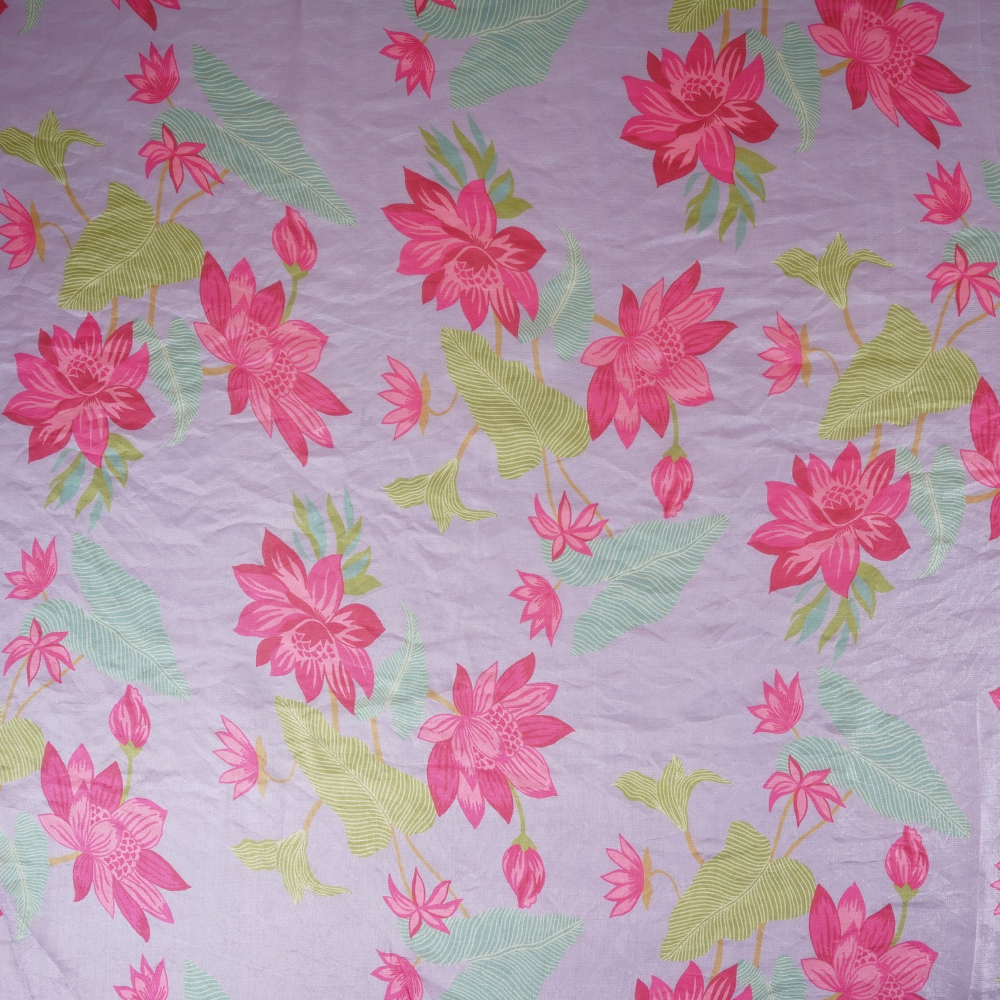 Lilac Floral Print Organza Fabric VF-30079