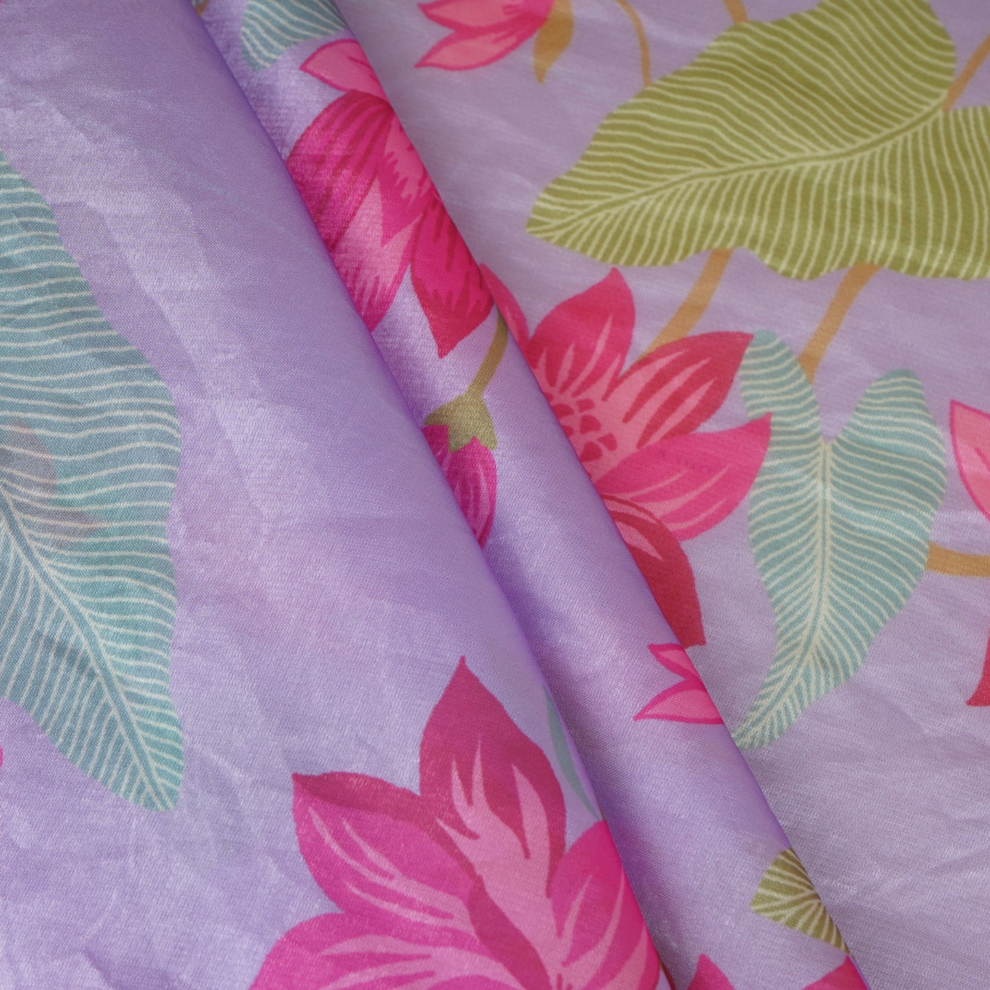Lilac Floral Print Organza Fabric VF-30079