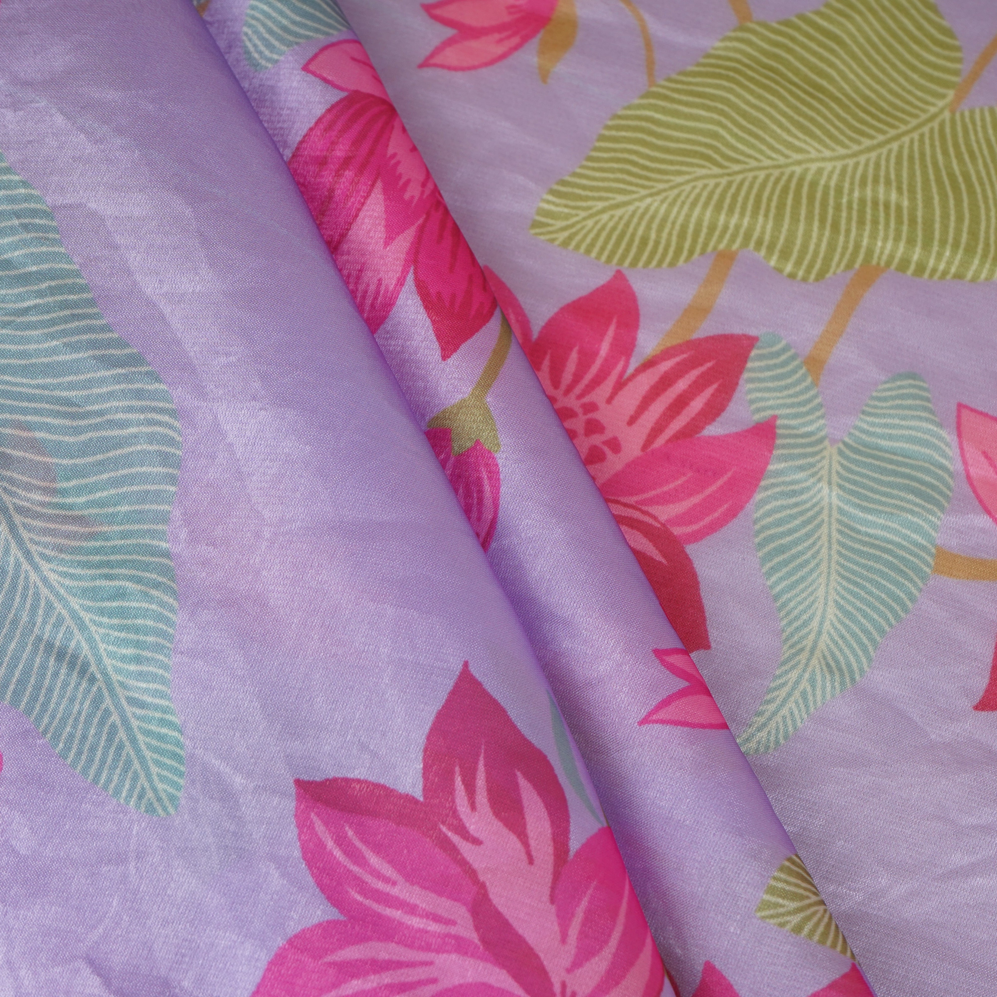 Lilac Floral Print Organza Fabric VF-30079 - TradeUNO