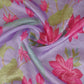 Lilac Floral Print Organza Fabric VF-30079