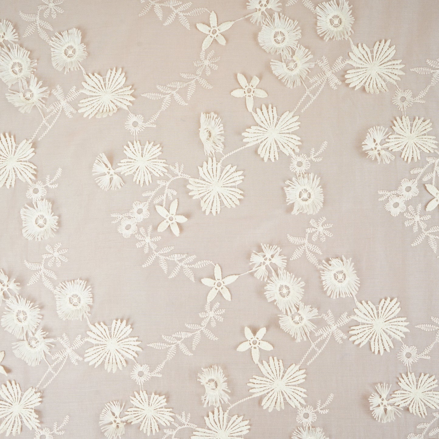 Light Pink Floral 3D Embroidery Tencel Silk Fabric AF-30085