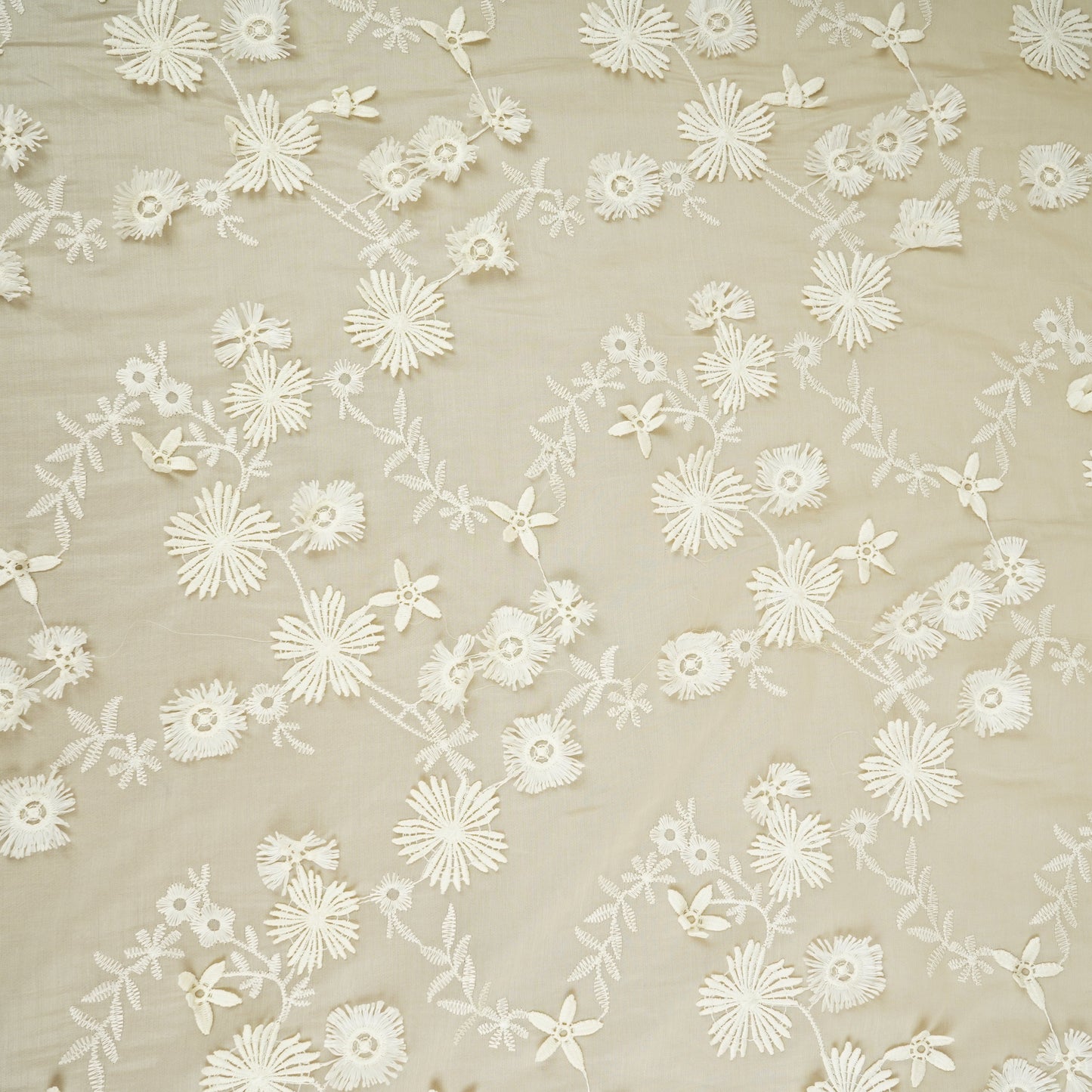 Green Floral 3D Embroidery Tencel Silk Fabric AF-30088