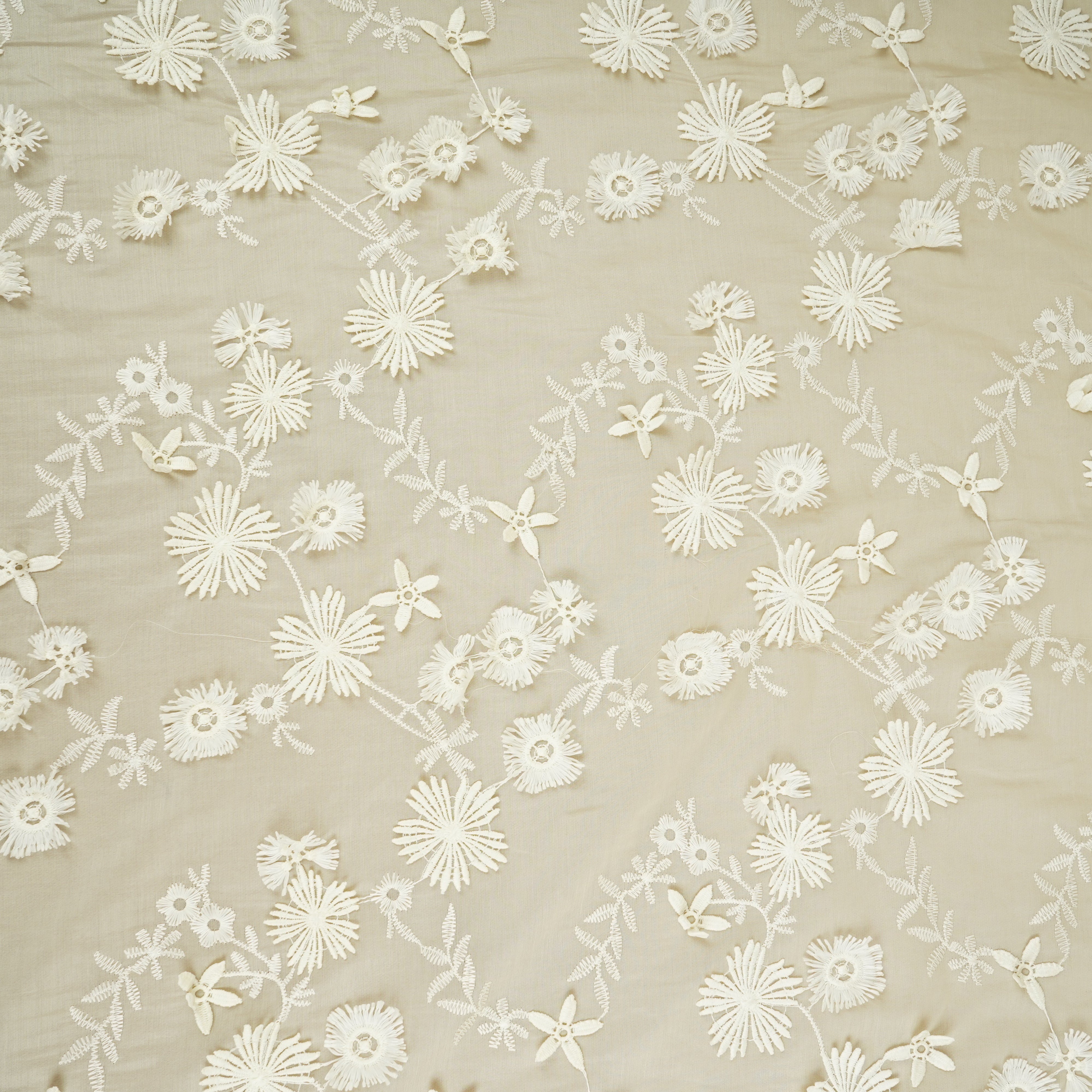 Green Floral 3D Embroidery Tencel Silk Fabric AF-30088 - TradeUNO